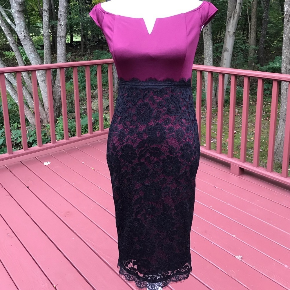 NWT! AX PARIS size 6 plum lace A line dress